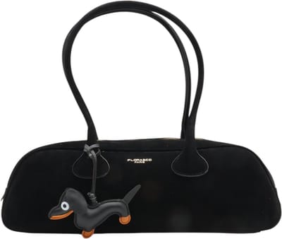 Flora & Co - teckel tas - dames handtas - fashion - suède look - teckel charm - zwart