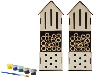 Concept Factory Insectenhotel - 2x - DIY - hout - 23,5 cm - inclusief verf - educatief bouwpakket