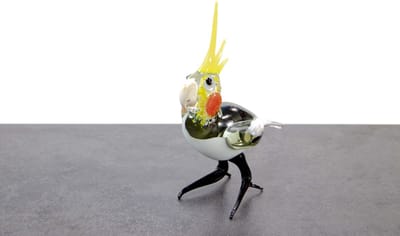 Valkparkiet van glas transparant - Vogel - Vogeltje - Glasbeeldje - Sculptuur van Glas