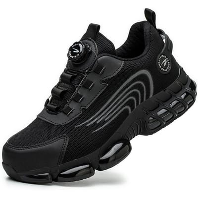 Baskets de travail pour hommes Chaussures de sécurité à bouton rotatif Chaussures de protection indestructibles et anti-crevaison Bottes antichocs Chaussures à embout en acier 41 noir