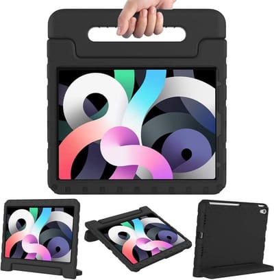 iPad Air 2022 hoes kinderen Zwart - iPad Air 4 10.9 kinderen Hoes - ipad 5th generatie hoesjes Kidsproof Backcover met handvat - Ntech
