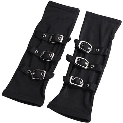 Vrouwen Mode Pols Mitten Halve Vinger Punk Hip Hop Party Handschoenen Unisex Zwarte Gotische Vingerloze Handschoenen zwart