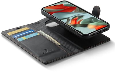 CaseMania Bookcase hoesje geschikt voor Google Pixel 10 - Effen Zwart - Kunstleer - 2-in-1 Magnetisch Uitneembaar Design - Compatible met Qi2 en MagSafe