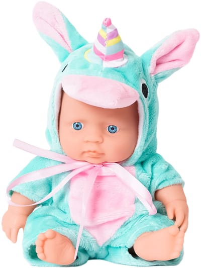 Speelgoedtopdeals – Babypop in Dierenpak – Eenhoorn pakje – 20 cm