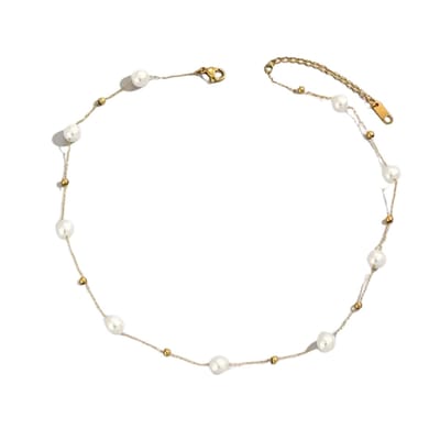 Livano Ketting - Dames - Staal - Nep zilver - Met Hanger - Nep Goud - Parels