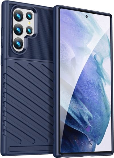 Coverup Hoesje - Geschikt voor Samsung Galaxy S23 Ultra Hoesje - Coverup Rugged Shield TPU Back Cover - Blauw