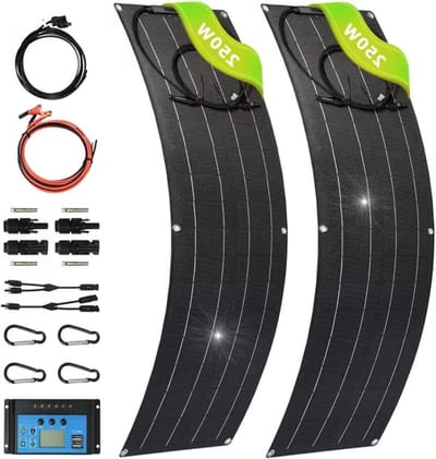 Zonnepaneel Kit - Zonne-energie Set - Energie Opwekken - Flexibel ETFE Materiaal - 2x 250W - Zwart