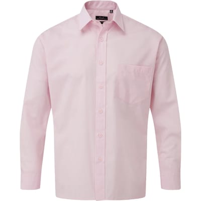 Premier Heren Popeline Overhemd Met Lange Mouwen (Roze)