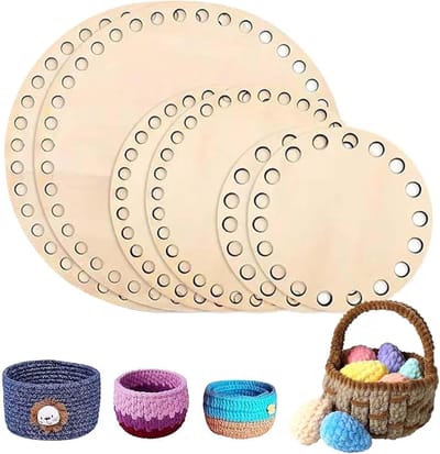 Stuks Mandbodem om te Haken - Natuurlijke Houten Mandbodem, Zakbodem voor Haken, Mandvlechten, Set - Gehaakte Mand, Houten Basis, Rieten Bodem, Rond, Voor Doe-Het-Zelf