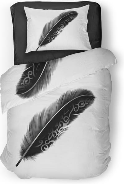 Eleganzzz Dekbedovertrek Minimalistic Feather - wit - Dekbedovertrek 140x200/220cm - Micropercal - Eenpersoons - Dekbedovertrekken - Veren Dekbedovertrek
