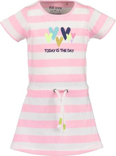 Blue Seven - jurk - gestreept - roze