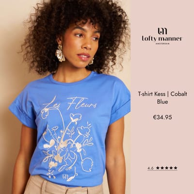 Lofty Manner T-shirt T Shirt Kess Rg16 Cobalt Blue Dames Maat - XS