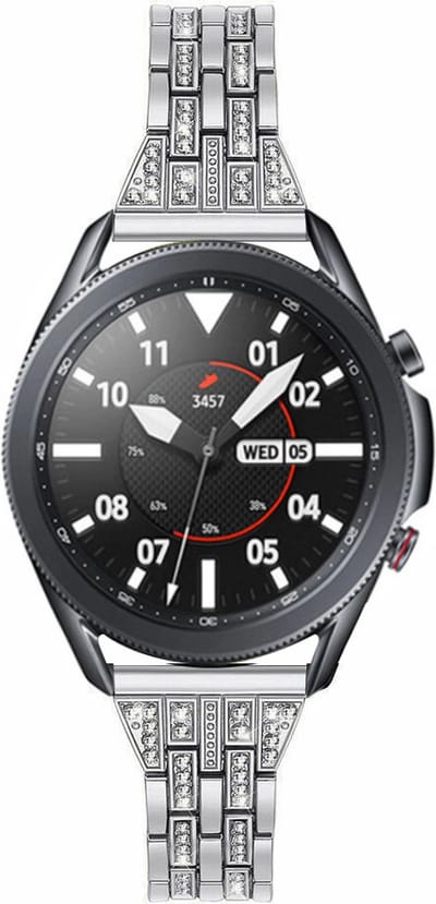 Stalen Silver Diamond bandje - geschikt voor Samsung Galaxy Watch 3 45mm / Galaxy Watch 1 46mm / Gear S3 Classic & Frontier - zilver