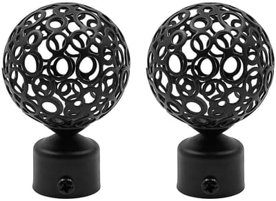 Dailygoods- Gordijnpaal Uiteinden 2 Stuks - Eindstukken - Geschikt voor 25-28mm Stangen - Zwart - Duurzaam Metaal - Voor Doorvoergordijnen/Ringclipgordijnen - Gordijnstang Eindstukken
