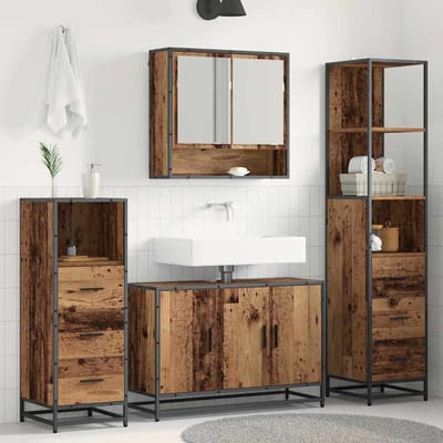 vidaXL - Badkamermeubel - Set - 4 - st - Oud - Hout - 90 - x - 33 - x - 60 - cm - Bewerkt - hout