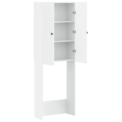 vidaXL - Toiletkast - ALKMAAR - Wit - 66 - x - 25,5 - x - 190 - cm - Bewerkt - hout