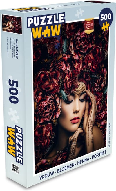 Puzzel Vrouw - Bloemen - Henna - Portret - Legpuzzel - Puzzel 500 stukjes