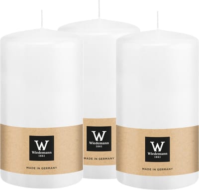 Wiedemann Cilinderkaars/stompkaars - 3x - wit - 13 x 7 cm - 52 branduren - zuilkaarsen