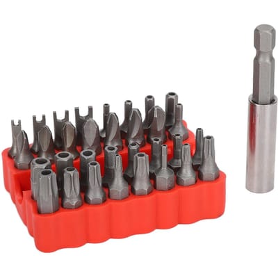 33 Delen Veiligheidsschroef Zeskant Bit Set Chroom Vanadium Staal 1/4 inch Schacht voor Voertuig Computer