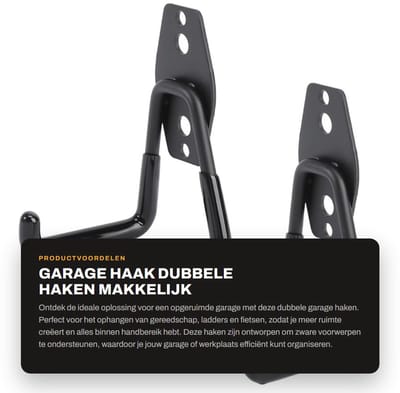 Dailygoods- Garagehaken 2 Stuks - Opberghaken voor Gereedschappen - Wandhaken voor Fietsen - Haken voor Tuinslangen - Schuurhaken - Ruimtebesparend 11 x 7 x 1 cm