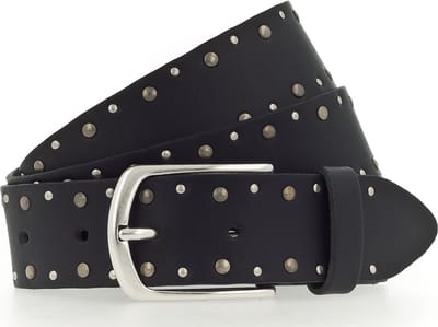 MUSTANG Leren Riem Rivet Leather Belt W100 Black Zwart