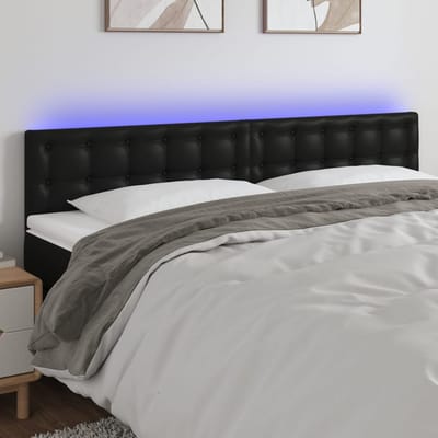 vidaXL - Hoofdbord - LED - 160x5x78/88 - cm - kunstleer - zwart