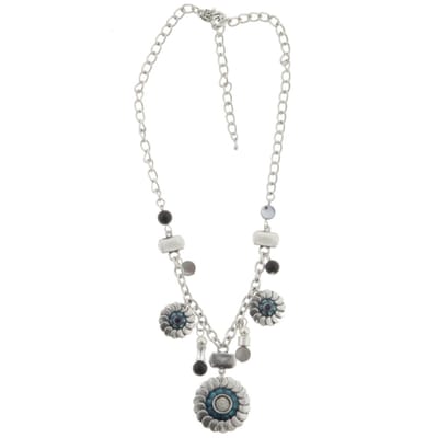 Behave - Ketting met Hangers - Zilverkleur en Blauw - Trendy Accessoire voor Dames
