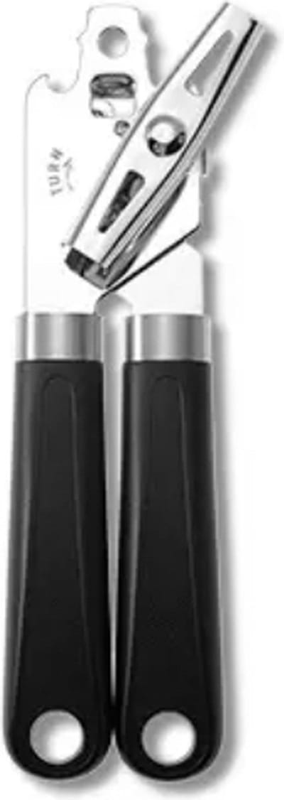 Luxe Hand Blikopener - Ultra Scherp - Anti-slip Handvat - RVS - Zwart - IXEN