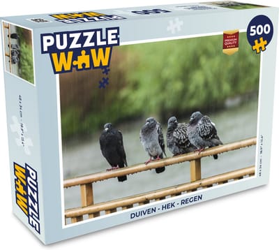 Puzzel Duiven - Hek - Regen - Legpuzzel - Puzzel 500 stukjes