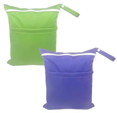 Waterdichte Luiertassen 2 Stuks - Cosmetica- en Kledingtassen voor Zwemmen en Reizen - Groene en Paarse Opbergtassen