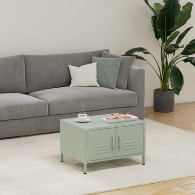 Lendo Online Salontafel - Koffietafel - Bijzettafel - Industriële Kast - Tafel - Table Basse - Woonkamer tafel - Industrieel - Bijzettafeltjes - Dressoir - 68x50x43,5 cm (LxBxH) - Gepoedercoat staal - Metaal - Groen