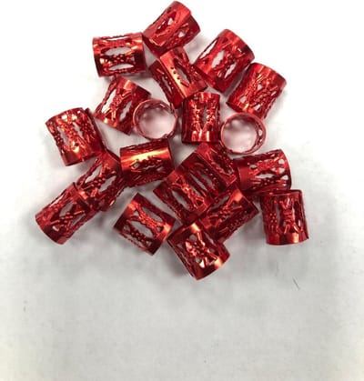 Double F - Dreadlock Bead Cuff Clips- Rood -50 stuks