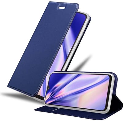 Cadorabo Hoesje geschikt voor Samsung Galaxy A10 / M10 in CLASSY DONKER BLAUW - Beschermhoes met magnetische sluiting, standfunctie en kaartvakje Book Case Cover Etui