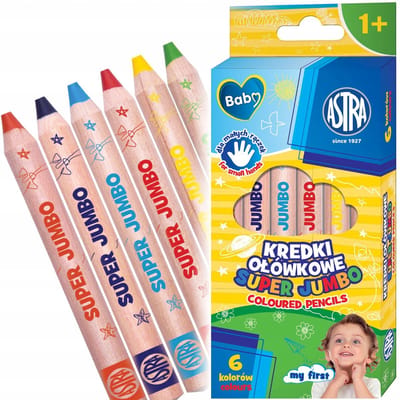 Astra Baby Super Jumbo Kleurpotloden - 6 Kleuren, Vanaf 1 Jaar