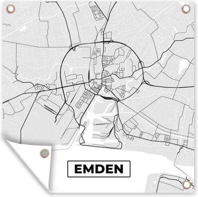 Tuin poster Kaart - Plattegrond - Duitsland - Emden - Stadskaart - 200x200 cm - Tuindoek
