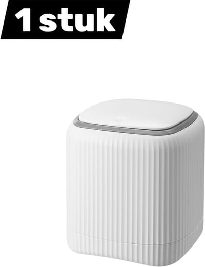 1 stuk - Prullenbak - Mini Prullenbak - Prullenbak met deksel - Desktop Prullenbak - Dubbele Opbergbak met Versterkte PP Constructie - Compacte Bureau Afvalbak - Wit