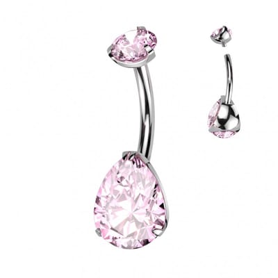 Piercing titanium prong-set drup roze - LMPiercings