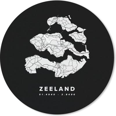 Muismat rond 20x20 cm - Mousepad Zeeland - Kaart - Nederland - Ronde muismatten