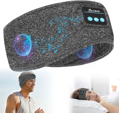 Bluetooth Slaaphoofdband - Draadloze Slaap Koptelefoon - Bluetooth 5.0 - Sport Hoofdband met Speakers - Oplaadbaar - Voor Slapen, Sporten, Yoga en Reizen - Grijs