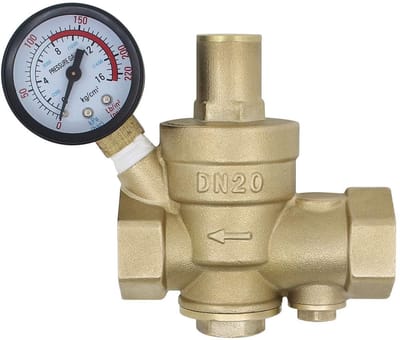 Cosensi- Drukregelaar met Manometer - Waterdrukregelaar - Verstelbaar 1.5-10 bar - Messing - Interchangeable Filter - Max. temperatuur 80 °C