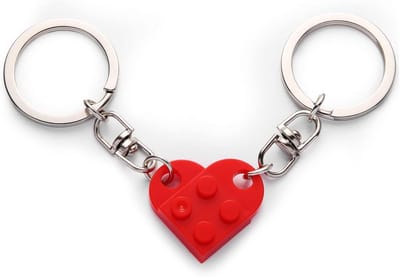 Klein Hart Sleutelhanger - Rode en Paarse Baksteen Hartjes voor Stellen, 2 Stuks Bijpassende Decoraties en Cadeaus