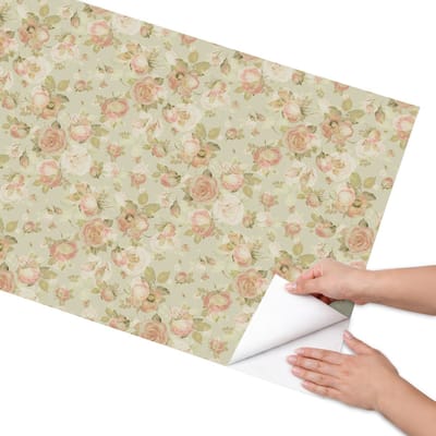 Coloray Meubel Wrap Folie - Groente Meubelfolie - 65x130 cm - Plakfolie Meubels Bloemenpatroon - Decoratiefolie Zelfklevend - Vintage Meubelfolie - Meubelfolie Zelfklevend - Badkamer decoratie - Bloemen en planten