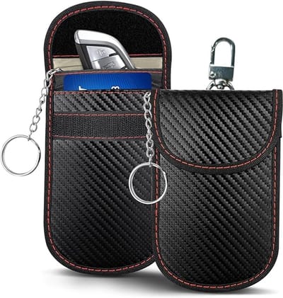Faraday Bag - Signaalafschermende beschermhoes - Antidiefstal - Faraday-afscherming - RFID-afscherming - Geschikt voor mobiele telefoons en autosleutels - Autoaccessoires - Zwart - 2-pack * 14*9cm
