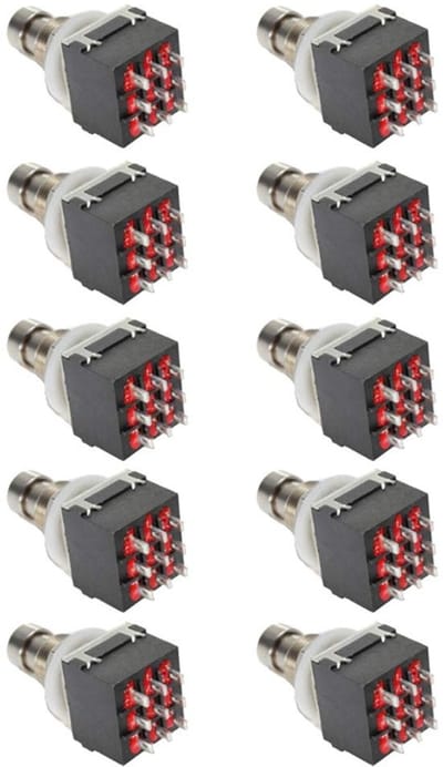 Allecto - Push Button Foot Switch - 10Pcs 3PDT 9 Pole schakelaars - Voor gitaar effectpedalen - Stamping en bypassfunctie - Duurzaam metaal - Gesch..