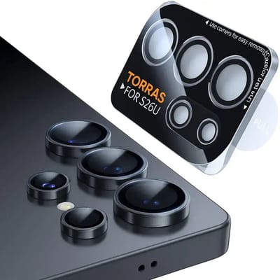 TORRAS LensGuard Geschikt voor Samsung Galaxy S26 Ultra - Camera Lens Protector 9H Tempered Glass - Zwart