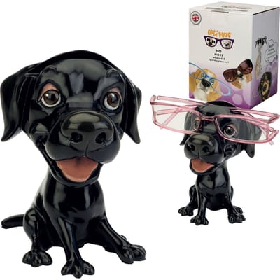MadDeco - ludieke brillenstandaard zwarte Labrador pup - polystone - 12 cm hoog - onze kleine vriendjes - brillenhouder