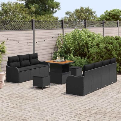 vidaXL - Tuinbank - Set - 10 - st - 9-Aantal - zitplaatsen - Zwart