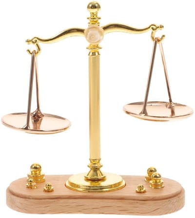 Allecto - Miniatuur Weegschaal - 6 Balansgewichten - 1:12 Schaalmodel - Precisie - Weegschalen - Geschikt voor modelbouw - Formaat: Compact
