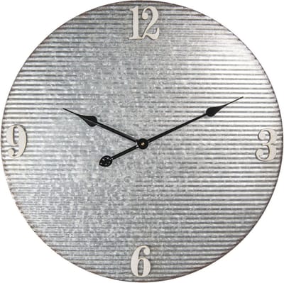 Clayre & Eef Wandklok Ø 60 cm Grijs Metaal