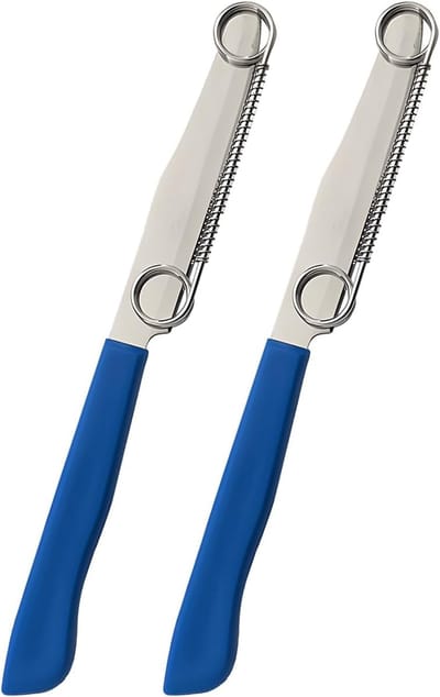 2 stuks multifunctionele dunschiller, snijmes, 3-in-1 roestvrij staal, juliennesnijder voor groente en fruit, verstelbare groenteschaaf met veermechanisme, ergonomische handgreep, keukenhulpset, blauw
